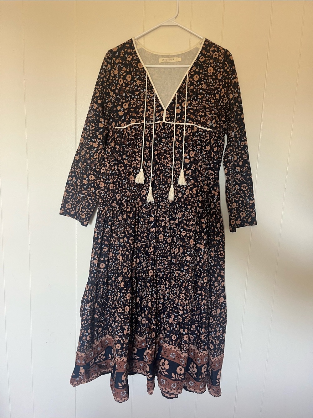 Christy Dawn Paloma Bohemian Floral Midi Dress in Navy Anenome Vine - Picture 5 of 10